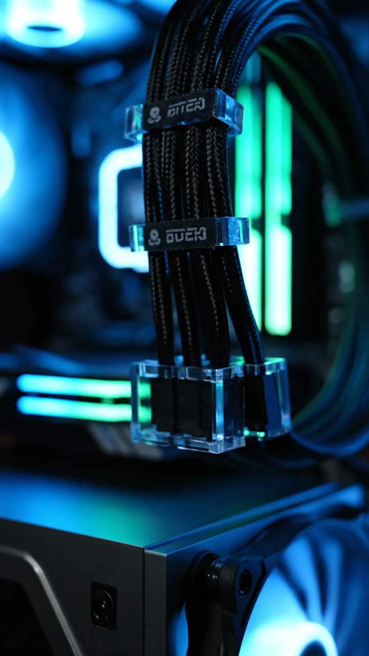 Cable-managed interior of a custom PC before the side panel goes on